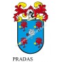 Porte-clés héraldique - PRADAS - Personnalisé avec le nom, l'écusson de la famille et une brève description de l'origine généalo