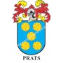 Llavero heráldico - PRATS - Personalizado con apellido, escudo de la familia y breve descripción del origen genealógico.