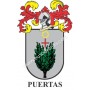 Llavero heráldico - PUERTAS - Personalizado con apellido, escudo de la familia y breve descripción del origen genealógico.