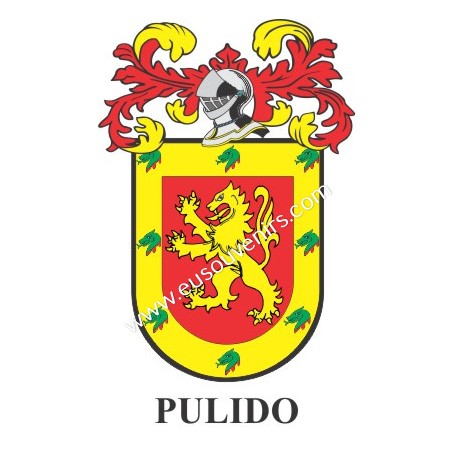 Llavero heráldico - PULIDO - Personalizado con apellido, escudo de la familia y breve descripción del origen genealógico.