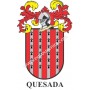 Llavero heráldico - QUESADA - Personalizado con apellido, escudo de la familia y breve descripción del origen genealógico.