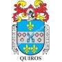 Llavero heráldico - QUIROS - Personalizado con apellido, escudo de la familia y breve descripción del origen genealógico.