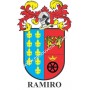 Llavero heráldico - RAMIRO - Personalizado con apellido, escudo de la familia y breve descripción del origen genealógico.