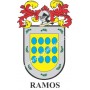 Llavero heráldico - RAMOS - Personalizado con apellido, escudo de la familia y breve descripción del origen genealógico.