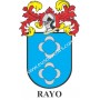 Llavero heráldico - RAYO - Personalizado con apellido, escudo de la familia y breve descripción del origen genealógico.