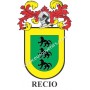 Llavero heráldico - RECIO - Personalizado con apellido, escudo de la familia y breve descripción del origen genealógico.