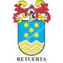 Llavero heráldico - RETUERTA - Personalizado con apellido, escudo de la familia y breve descripción del origen genealógico.