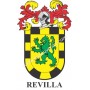 Llavero heráldico - REVILLA - Personalizado con apellido, escudo de la familia y breve descripción del origen genealógico.