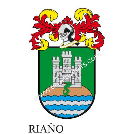 Porte-clés héraldique - RIAÑO - Personnalisé avec le nom, l'écusson de la famille et une brève description de l'origine généalog