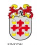 Heraldic keychain - RINCON - Personalized with surname, family crest and brief description of the genealogical origin.