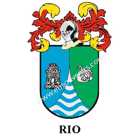 Porte-clés héraldique - RIO - Personnalisé avec le nom, l'écusson de la famille et une brève description de l'origine généalogiq