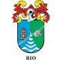 Llavero heráldico - RIO - Personalizado con apellido, escudo de la familia y breve descripción del origen genealógico.