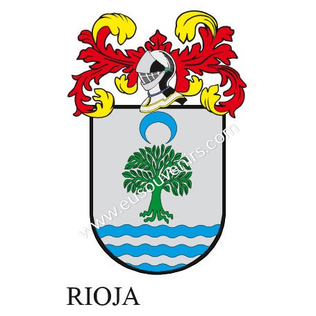 Porte-clés héraldique - RIOJA - Personnalisé avec le nom, l'écusson de la famille et une brève description de l'origine généalog