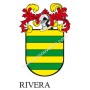 Heraldic keychain - RIVERA - Personalized with surname, family crest and brief description of the genealogical origin.