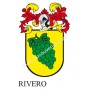 Heraldic keychain - RIVERO - Personalized with surname, family crest and brief description of the genealogical origin.