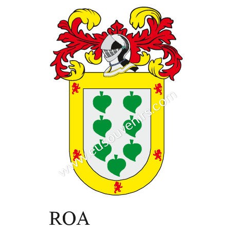 Llavero heráldico - ROA - Personalizado con apellido, escudo de la familia y breve descripción del origen genealógico.