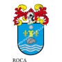 Heraldic keychain - ROCA - Personalized with surname, family crest and brief description of the genealogical origin.