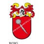 Porte-clés héraldique - ROIG - Personnalisé avec le nom, l'écusson de la famille et une brève description de l'origine généalogi