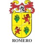 Llavero heráldico - ROMERO - Personalizado con apellido, escudo de la familia y breve descripción del origen genealógico.