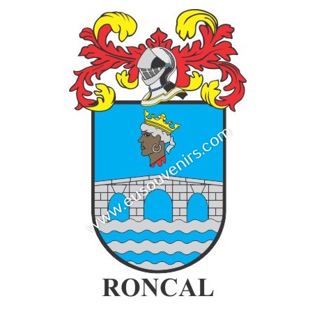 Llavero heráldico - RONCAL - Personalizado con apellido, escudo de la familia y breve descripción del origen genealógico.