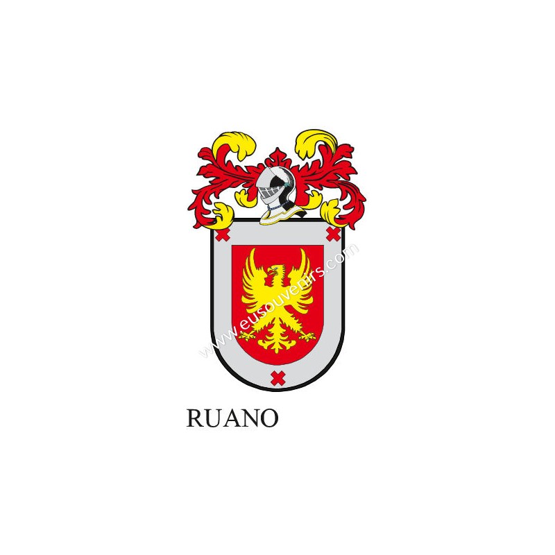 Llavero heráldico RUANO Personalizado con apellido, escudo de la familia y breve descripción Llavero heráldico RUANO Personalizado con apellido, escudo de la familia y breve descripción