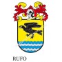 Llavero heráldico - RUFO - Personalizado con apellido, escudo de la familia y breve descripción del origen genealógico.