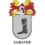 Heraldic keychain - SABATER - Personalized with surname, family crest and brief description of the genealogical origin.