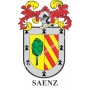 Porte-clés héraldique - SAENZ - Personnalisé avec le nom, l'écusson de la famille et une brève description de l'origine généalog