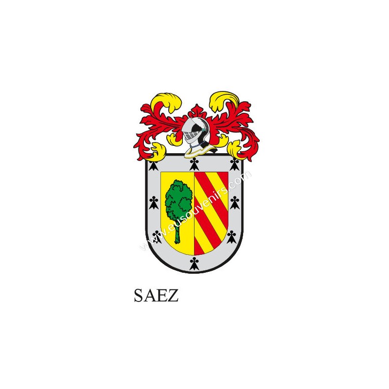 Llavero heráldico SAEZ Personalizado con apellido, escudo de la