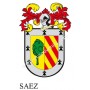 Llavero heráldico - SAEZ - Personalizado con apellido, escudo de la familia y breve descripción del origen genealógico.