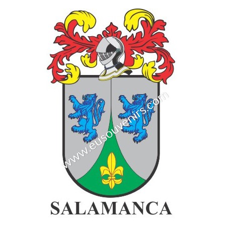 Heraldic keychain - SALAMANCA - Personalized with surname, family crest and brief description of the genealogical origin.