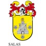 Porte-clés héraldique - SALAS - Personnalisé avec le nom, l'écusson de la famille et une brève description de l'origine généalog