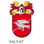 Heraldic keychain - SALVAT - Personalized with surname, family crest and brief description of the genealogical origin.