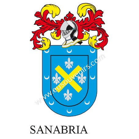Llavero heráldico - SANABRIA - Personalizado con apellido, escudo de la familia y breve descripción del origen genealógico.