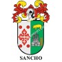 Llavero heráldico - SANCHO - Personalizado con apellido, escudo de la familia y breve descripción del origen genealógico.