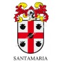 Heraldic keychain - SANTAMARIA - Personalized with surname, family crest and brief description of the genealogical origin.