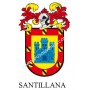 Llavero heráldico - SANTILLANA - Personalizado con apellido, escudo de la familia y breve descripción del origen genealógico.