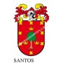 Porte-clés héraldique - SANTOS - Personnalisé avec le nom, l'écusson de la famille et une brève description de l'origine généalo