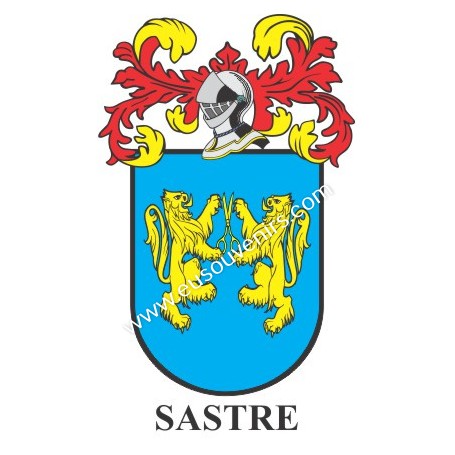 Llavero heráldico - SASTRE - Personalizado con apellido, escudo de la familia y breve descripción del origen genealógico.