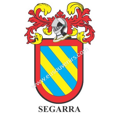 Heraldic keychain - SEGARRA - Personalized with surname, family crest and brief description of the genealogical origin.
