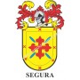 Llavero heráldico - SEGURA - Personalizado con apellido, escudo de la familia y breve descripción del origen genealógico.