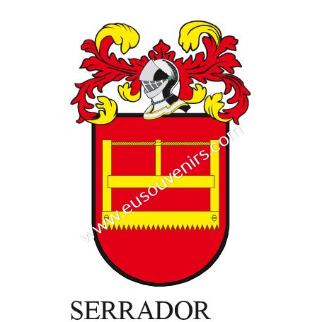 Heraldic keychain - SERRADOR - Personalized with surname, family crest and brief description of the genealogical origin.