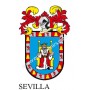 Heraldic keychain - SEVILLA - Personalized with surname, family crest and brief description of the genealogical origin.