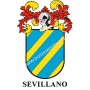 Llavero heráldico - SEVILLANO - Personalizado con apellido, escudo de la familia y breve descripción del origen genealógico.