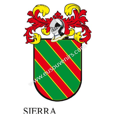 Llavero heráldico - sierra - Personalizado con apellido, escudo de la familia y breve descripción del origen genealógico.