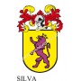 Heraldic keychain - SILVA - Personalized with surname, family crest and brief description of the genealogical origin.
