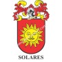 Heraldic keychain - SOLARES - Personalized with surname, family crest and brief description of the genealogical origin.