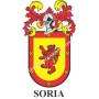 Porte-clés héraldique - SORIA - Personnalisé avec le nom, l'écusson de la famille et une brève description de l'origine généalog