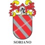 Llavero heráldico - SORIANO - Personalizado con apellido, escudo de la familia y breve descripción del origen genealógico.