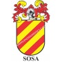 Llavero heráldico - SOSA - Personalizado con apellido, escudo de la familia y breve descripción del origen genealógico.